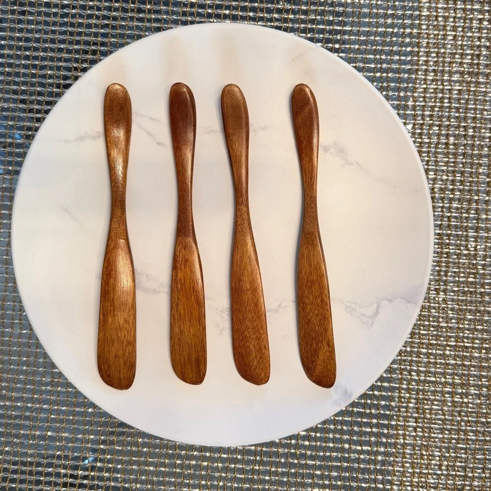 NEW Set of 4 Handcrafted Acacia Wood Spreaders – Luxe Entertaining Essentials